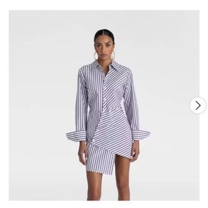 KBB by KAHLANA Women's Long Sleeve 'The Draped Shirtdress' Striped Dress S